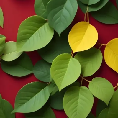 Minimal Soft Studio Light Photography Green Leaves With Yellow And Red Accents A Vibrant Natural Background High Detail Solid Bold Color Background 14 Ea39