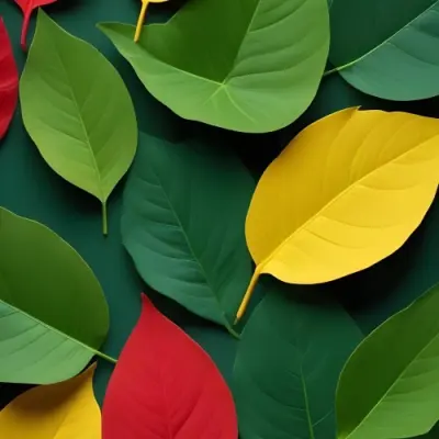 Minimal Soft Studio Light Photography Green Leaves With Yellow And Red Accents A Vibrant Natural Background High Detail Solid Bold Color Background 15 E1d5