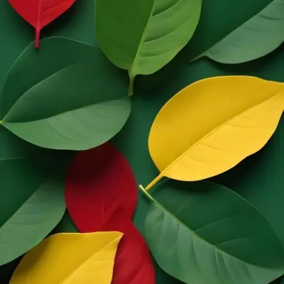 Minimal Soft Studio Light Photography Green Leaves With Yellow And Red Accents A Vibrant Natural Background High Detail Solid Bold Color Background 16 0cd0