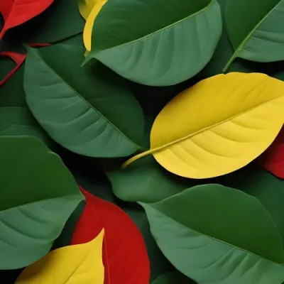 Minimal Soft Studio Light Photography Green Leaves With Yellow And Red Accents A Vibrant Natural Background High Detail Solid Bold Color Background 2 E182