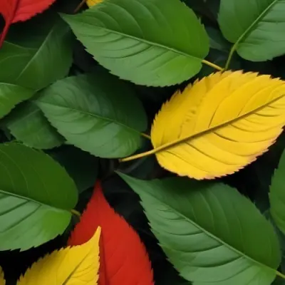 Minimal Soft Studio Light Photography Green Leaves With Yellow And Red Accents A Vibrant Natural Background High Detail Solid Bold Color Background 22 E027