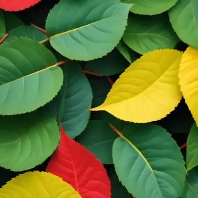 Minimal Soft Studio Light Photography Green Leaves With Yellow And Red Accents A Vibrant Natural Background High Detail Solid Bold Color Background 29 6c01