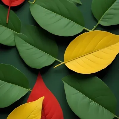 Minimal Soft Studio Light Photography Green Leaves With Yellow And Red Accents A Vibrant Natural Background High Detail Solid Bold Color Background 4 4329