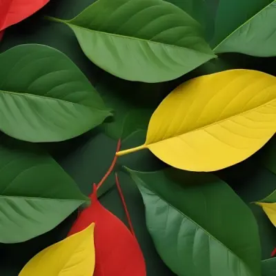 Minimal Soft Studio Light Photography Green Leaves With Yellow And Red Accents A Vibrant Natural Background High Detail Solid Bold Color Background 5 5c90