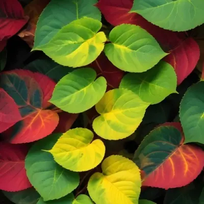 Minimal Soft Studio Light Photography Green Leaves With Yellow And Red Accents A Vibrant Natural Background High Detail Solid Bold Color Background 50 Ed10