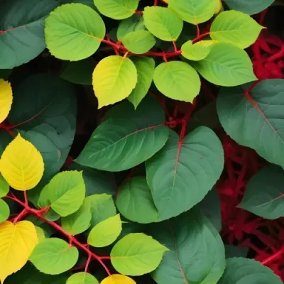 Minimal Soft Studio Light Photography Green Leaves With Yellow And Red Accents A Vibrant Natural Background High Detail Solid Bold Color Background 53 35ed