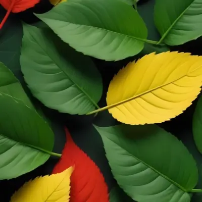 Minimal Soft Studio Light Photography Green Leaves With Yellow And Red Accents A Vibrant Natural Background High Detail Solid Bold Color Background 8 626d