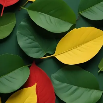 Minimal Soft Studio Light Photography Green Leaves With Yellow And Red Accents A Vibrant Natural Background High Detail Solid Bold Color Background 9 4759