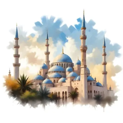 Oil Painting Mosque With Minarets Cloudy Sky Creative Extremely Detailed Brush Stroke 15 7d3e