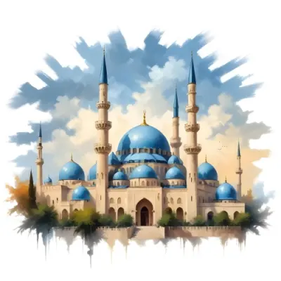 Oil Painting Mosque With Minarets Cloudy Sky Creative Extremely Detailed Brush Stroke 18 2a45