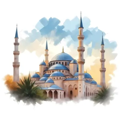Oil Painting Mosque With Minarets Cloudy Sky Creative Extremely Detailed Brush Stroke 2 7e55