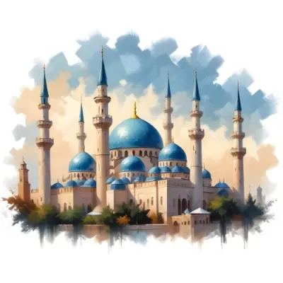 Oil Painting Mosque With Minarets Cloudy Sky Creative Extremely Detailed Brush Stroke 29 B210