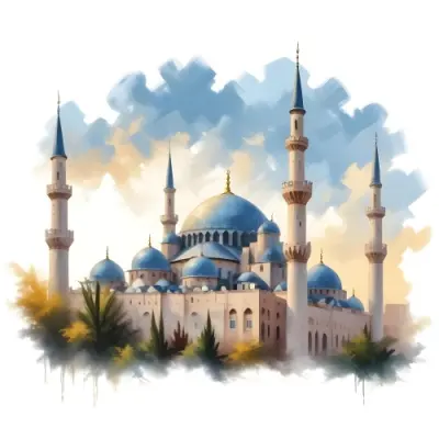 Oil Painting Mosque With Minarets Cloudy Sky Creative Extremely Detailed Brush Stroke 34 C6c7