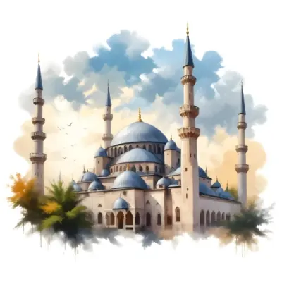 Oil Painting Mosque With Minarets Cloudy Sky Creative Extremely Detailed Brush Stroke 45 3c8d
