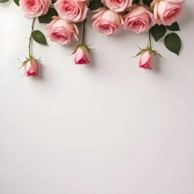 Pink Roses On A Light Background With Copy Space 3 B7b4