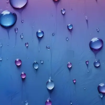 Pixel Art Close Up Of Water Droplets On A Surface Varying In Size And Shape With A Gradient Background Featuring Shades Of Blue And Purple The Droplets Reflect Light Creating A Glossy Appearance 8bits 129 5f85