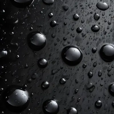 Pixel Art Close Up Of Water Droplets On A Surface Varying In Size And Shape With A Gradient Background Featuring Shades Of Blue And Purple The Droplets Reflect Light Creating A Glossy Appearance 8bits 9 51af