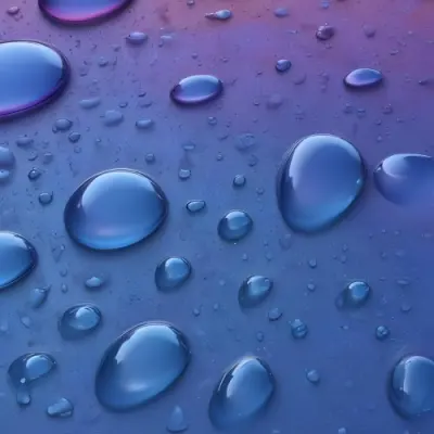Pixel Art Close Up Of Water Droplets On A Surface Varying In Size And Shape With A Gradient Background Featuring Shades Of Blue And Purple The Droplets Reflect Light Creating A Glossy Appearance 8bits 95 1091