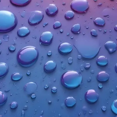 Pixel Art Close Up Of Water Droplets On A Surface Varying In Size And Shape With A Gradient Background Featuring Shades Of Blue And Purple The Droplets Reflect Light Creating A Glossy Appearance 8bits 99 7265