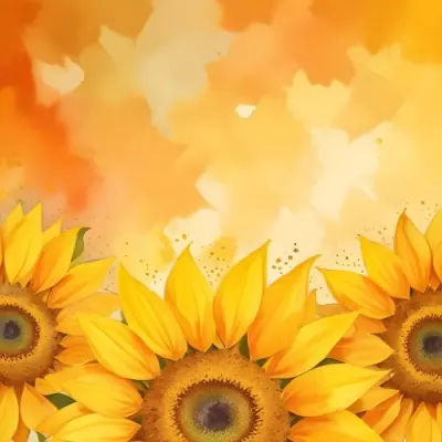 Three Sunflowers With Orange Petals And Yellow Centers Arranged At The Bottom Of The Frame Soft Yellow Background With Bokeh Effect 21 Ef4e