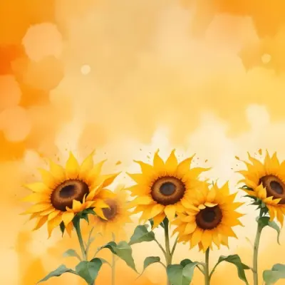 Three Sunflowers With Orange Petals And Yellow Centers Arranged At The Bottom Of The Frame Soft Yellow Background With Bokeh Effect 25 4835