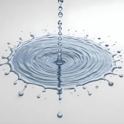Water Drops Falling Into A Pool Of Water Creating Ripples Isolated On A White Background Clean And Minimalist High Resolution 2 021e