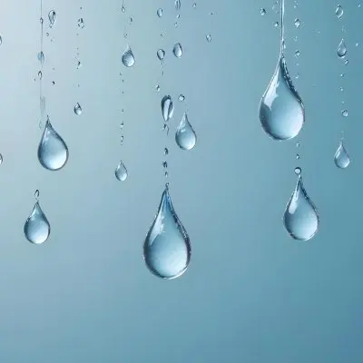 Water Drops On A Light Blue Background Some Drops Are Bigger Than Others The Drops Are Scattered Randomly 28 2e35