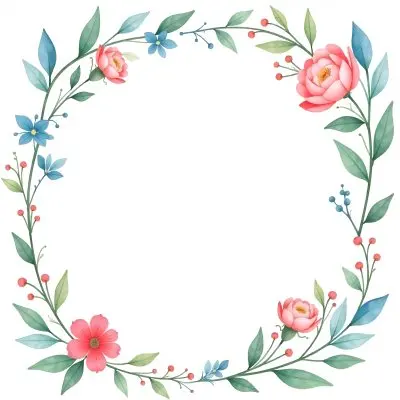 Watercolor Floral Frame With Pink Blue And Green Flowers And Leaves Arranged In The Upper Right And Lower Left Corners White Background 16 0ac6