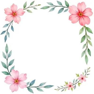 Watercolor Floral Frame With Pink Blue And Green Flowers And Leaves Arranged In The Upper Right And Lower Left Corners White Background 2 39ed