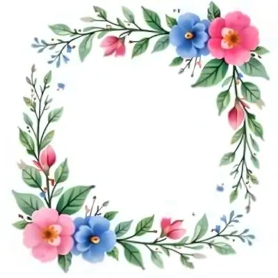 Watercolor Floral Frame With Pink Blue And Green Flowers And Leaves Arranged In The Upper Right And Lower Left Corners White Background 8 31d6
