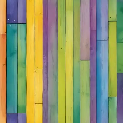Watercolor Painting Colorful Wooden Planks In A Ra 182 0c03