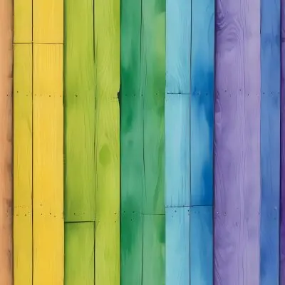 Watercolor Painting Colorful Wooden Planks In A Ra 3 6927