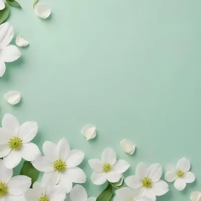 White Flowers And Petals On A Light Green Background Floral Arrangement Soft Lighting Minimalist Composition Fresh And Delicate Spring Theme Clean Aesthetic 52 D4c5