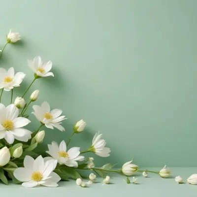 White Flowers And Petals On A Light Green Background Floral Arrangement Soft Lighting Minimalist Composition Fresh And Delicate Spring Theme Clean Aesthetic 65 B5e1