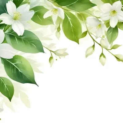 White Flowers With Green Leaves Floral Arrangement Botanical Illustration Soft Lighting Watercolor Style Delicate Details Fresh And Vibrant Nature Inspired Elegant Composition Bright Background 34 47f5