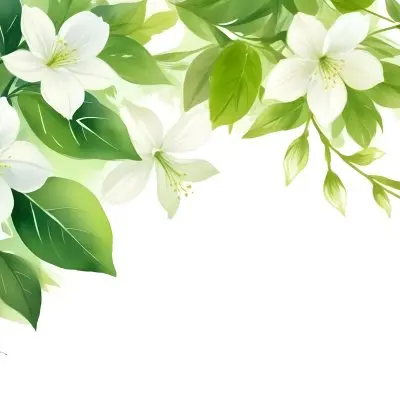 White Flowers With Green Leaves Floral Arrangement Botanical Illustration Soft Lighting Watercolor Style Delicate Details Fresh And Vibrant Nature Inspired Elegant Composition Bright Background 45 692d