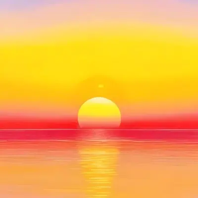 Yellow Sun Half Submerged In The Ocean The Sky Is Yellow And The Water Is Orange The Sun Is Reflected In The Water Vibrant Colors 49 95ed