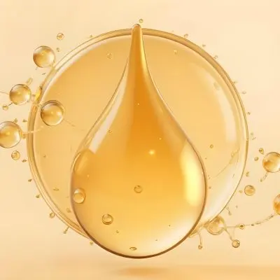3d Model A Golden Drop With Molecules On A Golden Circle In A Beige Background Figure Octane Render Volumetric Highly Detailed Videogame Aesthetic 21 Bb50