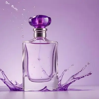 3d Model A Perfume Bottle With A Purple Cap And A Splash Of Water Around It Light Purple Background Figure Octane Render Volumetric Highly Detailed Videogame Aesthetic 44 629a