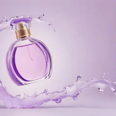 3d Model A Perfume Bottle With A Purple Cap And A Splash Of Water Around It Light Purple Background Figure Octane Render Volumetric Highly Detailed Videogame Aesthetic 6 1a35