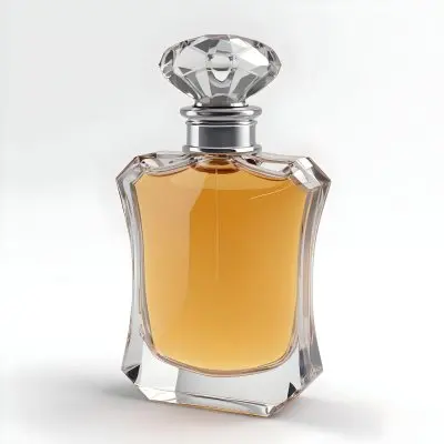 3d Model A Perfume Bottle With A Transparent Glass Body Filled With Clear Liquid A Silver Neck And A Clear Crystal Cap White Background Figure Octane Render Volumetric Highly Detailed Videogame Aesthetic 11 0bc4