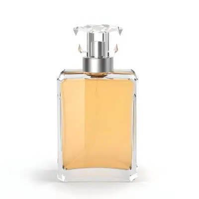 3d Model A Perfume Bottle With A Transparent Glass Body Filled With Clear Liquid A Silver Neck And A Clear Crystal Cap White Background Figure Octane Render Volumetric Highly Detailed Videogame Aesthetic 12 605a