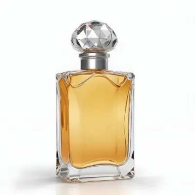3d Model A Perfume Bottle With A Transparent Glass Body Filled With Clear Liquid A Silver Neck And A Clear Crystal Cap White Background Figure Octane Render Volumetric Highly Detailed Videogame Aesthetic 24 A6d3