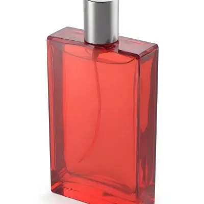 3d Model A Red Perfume Bottle With A Red Cap On A Red Background The Bottle Is Rectangular And Transparent The Liquid Inside Is Red Figure Octane Render Volumetric Highly Detailed Videogame Aesthetic 27 Ff04