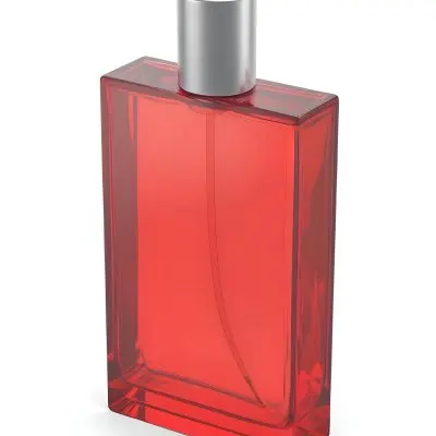 3d Model A Red Perfume Bottle With A Red Cap On A Red Background The Bottle Is Rectangular And Transparent The Liquid Inside Is Red Figure Octane Render Volumetric Highly Detailed Videogame Aesthetic 28 0d9c