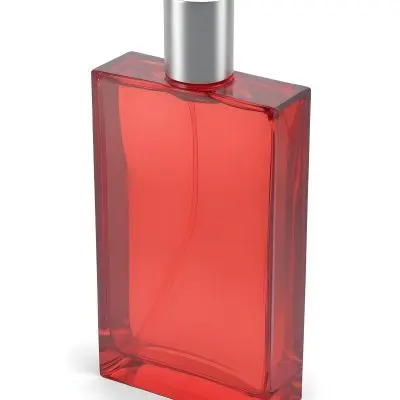 3d Model A Red Perfume Bottle With A Red Cap On A Red Background The Bottle Is Rectangular And Transparent The Liquid Inside Is Red Figure Octane Render Volumetric Highly Detailed Videogame Aesthetic 41 83c1