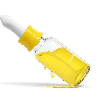 3d Model A Small Glass Bottle With A White Cap And A Glass Dropper Filled With Yellow Liquid Isolated On A White Background Figure Octane Render Volumetric Highly Detailed Videogame Aesthetic 3 F8a3