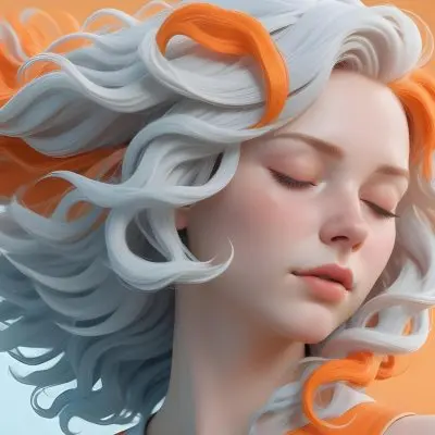 3d Model A White Woman 25 Years Old With Orange Skin And Closed Eyes White Wavy Hair Light Blue Background Figure Octane Render Volumetric Highly Detailed Videogame Aesthetic 8 4912
