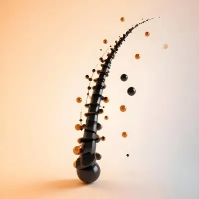 3d Model Black Hair With A Black Spiral Around It Small Black Spheres Light Orange Background Figure Octane Render Volumetric Highly Detailed Videogame Aesthetic 6 7cab