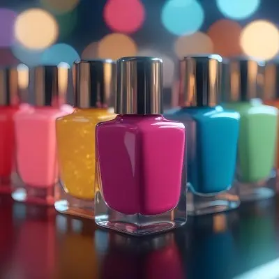 3d Model Nail Polish Bottles Of Different Colors In A Dark Environment With Bokeh Lights Figure Octane Render Volumetric Highly Detailed Videogame Aesthetic 11 6e57